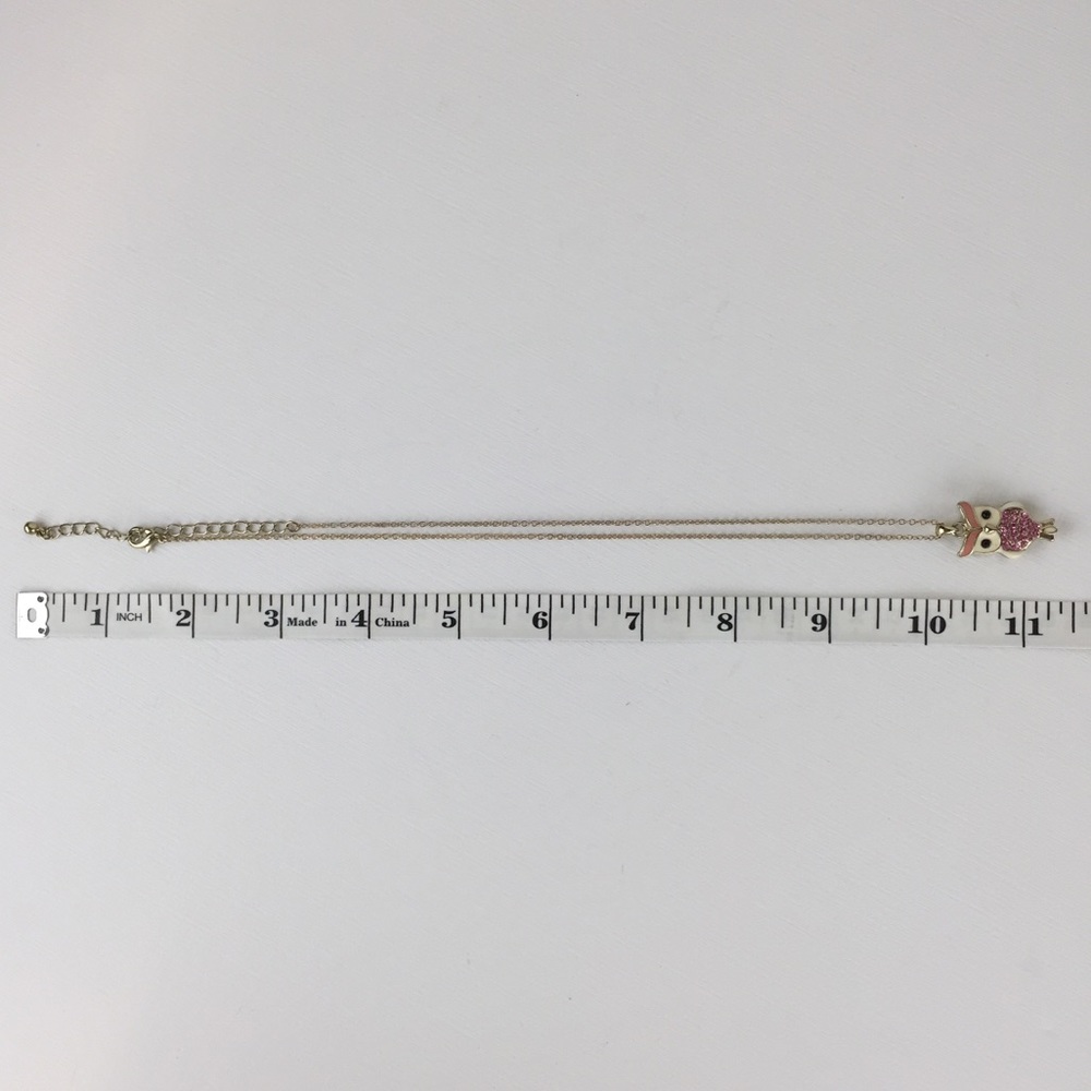 Pink Rhinestone Owl Necklace - Picture 8 of 8
